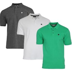 3-Pack Donnay - Polo (Noah) - Sportpolo - Heren - Charcoal/White/Grass green (711) - maat M
