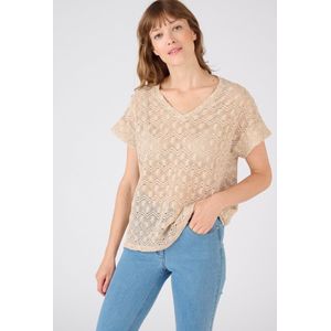 Damart - T-shirt met macramé-effect - Dames - Bruin - XXL