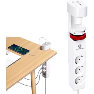 Aigostar 20Y41 - Stekkerdoos met USB - 3 Stopcontacten - 1.4 meter Verlengsnoer - 3 USB Poorten - Met randaarde - Verlengkabel - Wit