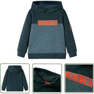 vidaXL Kinderkleding - Kindertrui - Kindertrui met capuchon 116 donkergroen - Meisjestrui - Jongenstrui - Hoodie