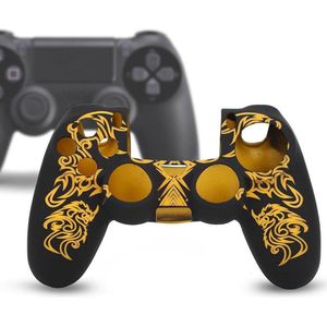 Zachte siliconen hoes skin grip cover voor Playstation 4 PS4-controller - Zwart en geel .