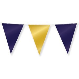 Dubbelzijdige vlaggenlijn | Set á 3 stuks | Lengte: 10 meter | Kleur: Donkerblauw Goud