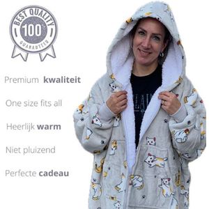 Q-Living Hoodie Deken - Oversized Hoodie - Snuggle Hoodie - Fleece Deken Met Mouwen - 1450 gram - Fluweel Grijs