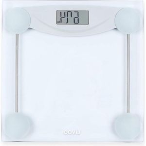 Elektronische personenweegschaal van gehard glas en lcd-display - weegt tot 180 kg - schaal op 100 graden - DOM426W - aanbieding - kopen