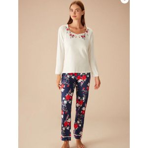 Suwen- Dames 2- Delige -Pyjama- Luxe Pyjamaset- Nachtkleding - Homewear Maat 3XL