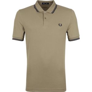 Fred Perry - Polo Twin Tipped M3600 Lichtbruin - Slim-fit - Heren Poloshirt Maat L