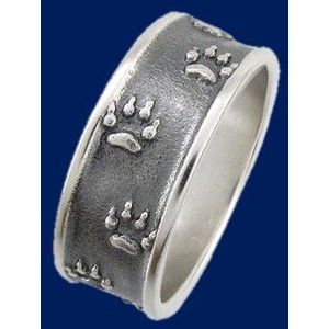 Zilveren wolvensporen ring 17mm