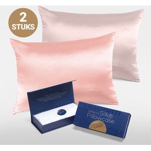 Slowwave Premium Silk Pillowcase - Colorpack: Cherry Blossom en Pink Swan (lichtroze) - 100% Moerbeizijde - 22 momme - Hoogste kwaliteit (grade 6A) - 60x70cm