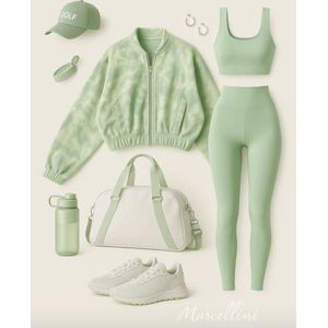 3-Delige Activewear Set | Lichtgewicht Jasje, Croptop & Legging met Hoge Taille | Ademende, Niet-Zweterige Stof