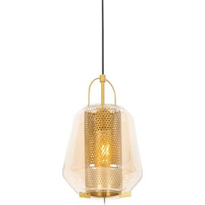 QAZQA kevin - Art Deco Hanglamp - 1 lichts - Ø 23 cm - Goud/messing - Woonkamer | Slaapkamer | Keuken