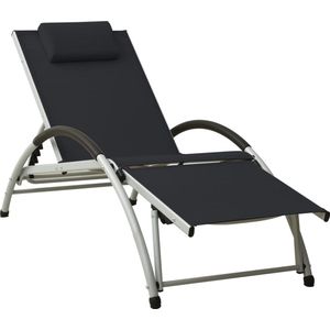The Living Store Ligbed met kussen textileen zwart - Ligbed - Lounge Stoel - Tuinset - Buitendecor - Relaxen