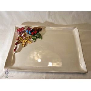 BellaCeramics 1875 | bord snoep | servetbord groot vierkant kerst | Italië - Italiaans keramiek servies 35 x 24,5 cm H 2 cm