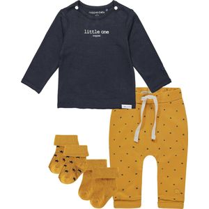 Noppies - Kledingset - 4delig - Broek Kris Oker met sterretjes - Shirt Hester Charoal - 2 paar sokjes- Maat 56
