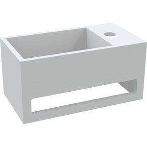 Diamond Line - Fontein Toilet - 36x16cm - Rechts - Mat Wit - Solid Surface