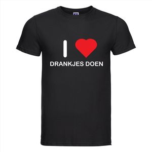 I LOVE DRANKJES DOEN T-shirt - 100% Katoen - Maat 2XL - Classic Fit - Zwart