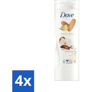 4 x Dove Body Love Bodylotion - Pampering Care - Vanille & Sheabutter - 400 ml - Lichaamslotion - Droge Huid - Sheaboter - Vanillegeur - Hydraterend