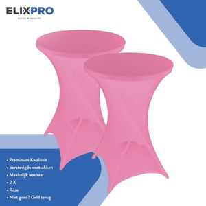 ElixPro - Premium statafelrok roze 2x - ∅80 x 110 cm - Tafelrok- Statafelhoes - Tafelhoezen voor statafel - Staantafelhoes - Extra dik voor een Premium uitstraling