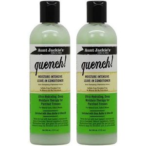 Voordeel set 2x Aunt Jackies Quench moisture intensive leave in conditioner -hydraterende conditioner - 355ml
