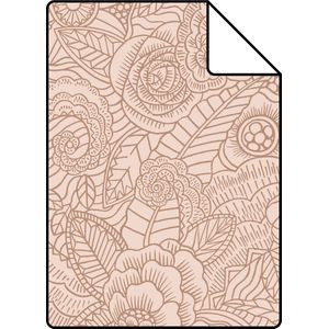 Proefstaal ESTAhome behang bloemtekeningen terracotta roze - 26,5 x 21 cm - 139548-S