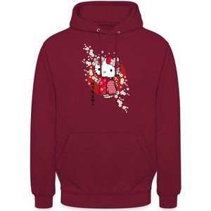 Hello Kitty In Een Rode Kimono En Kersenbloesems Hoodie unisex