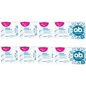 O.B. Pro Comfort Tampons Mini - Voordeelverpakking 128 Stuks (8 x 16)