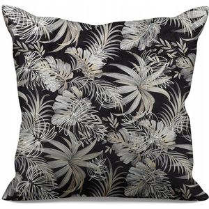 Dekoratieve Kussensloop Rodos 40x40 cm Zwart met Zilveren Print