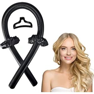 Heatless curls Set van 2, Curling Ribbon Hair, Heatless Curl Ribbon voor lang en halflang haar, krulspeldenset voor 's nachts, Zwart