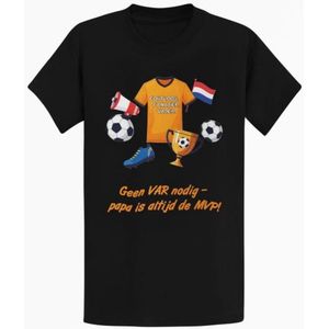 Voetbal Vaderdag T-shirt – Geen VAR nodig – papa is altijd de MVP – Zwart maat XXL – Cadeau voor Papa