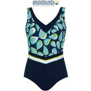 Sunflair - Damesbadpak - Blauwgroen - Shapewear - V-hals met Print