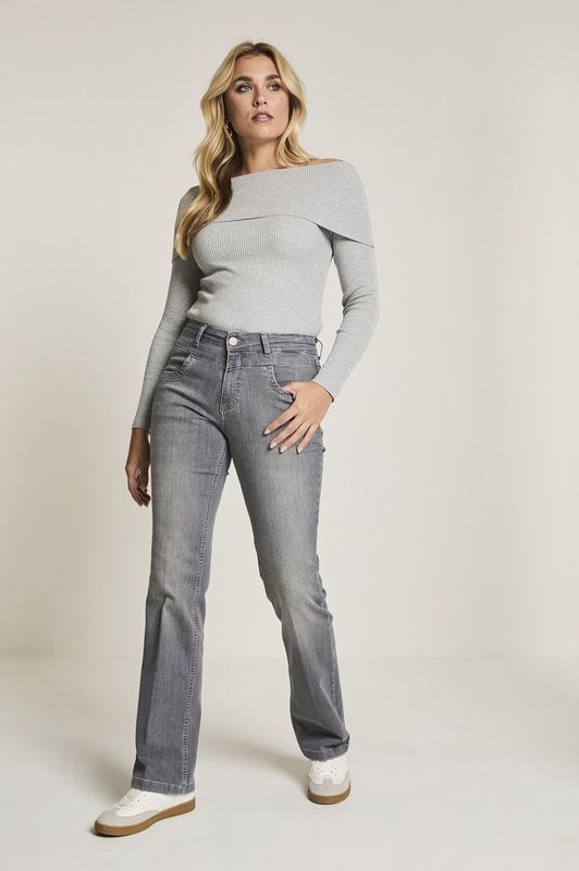 Para Mi high waist straight leg jeans grey denim