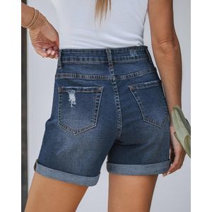 Dames Ripped High Waist Jeans Shorts - Zomer Baggy Korte Broek