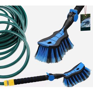 Autowasborstel - Autoreinigingsborstel - Reinigingsset - Microfiber - 8,5 x 43 x 7,5 CM - Met ingebouwde Watersproeier - Blauw