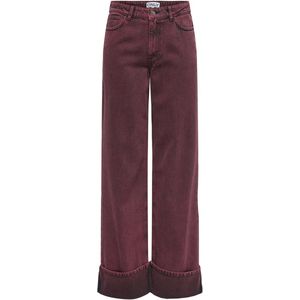 Only - Onlmadison-soph Hw Wide Fold Up Pnt - Cabernet - Dames Jeans