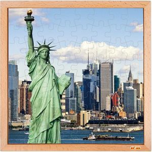 Educo Kinderpuzzel Educatief Speelgoed 'Vrijheidsbeeld' - 40x40cm - 64 stukjes fotopuzzel - Educatieve puzzel voor kinderen - Legpuzzel - Puzzel voor kinderen - Vanaf 4 jaar