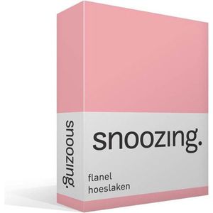 Snoozing - Flanel - Hoeslaken - Eenpersoons - 90x220 cm - Roze