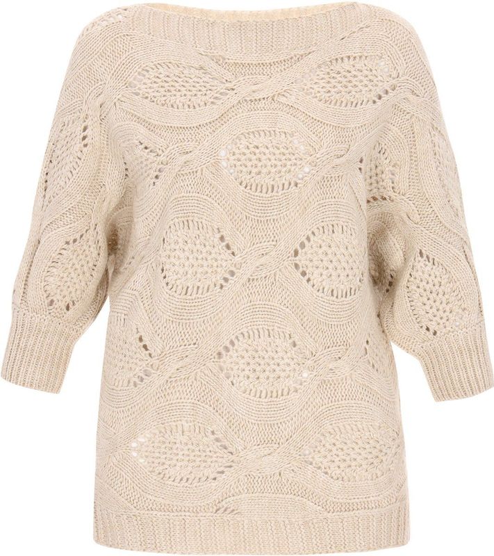 Usha - Trui - Crème - Vleermuismouwen - Normale Pasvorm