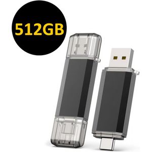 USB Stick 512 GB - USB-Sticks - USB C Stick - USB C en USB A - USB 3.0 - Geschikt voor laptops, smartphones en tablets