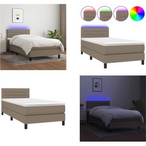 vidaXL Boxspring met matras en LED stof taupe 80x200 cm - Boxspring - Boxsprings - Bed - Slaapmeubel