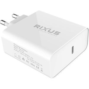 Rixus - USB-C stekker in wit - Snelle oplader voor iPhone en Samsung - Universele USB-C-oplader - Oplaadstekker voor iPad - USB C-oplaadblokje.Inclusief USB-C naar USB-C Kabel