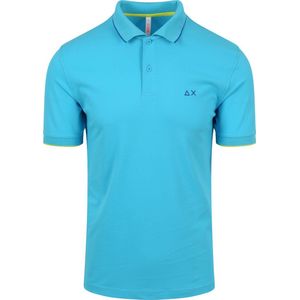 Sun68 - Poloshirt Small Stripe Collar Lichtblauw - Modern-fit - Heren Poloshirt Maat L