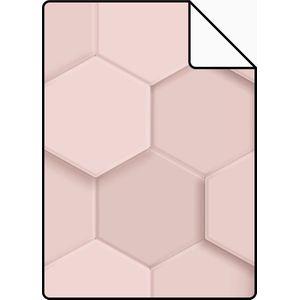 Proefstaal Origin Wallcoverings behang 3d hexagon motief licht roze - 26,5 x 21 cm - 347849-S
