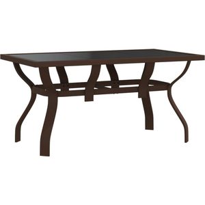 vidaXL - Tuintafel - 140x70x70 - cm - staal - en - glas - bruin - en - zwart
