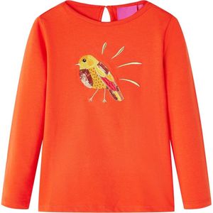 vidaXL - Kindershirt - met - lange - mouwen - 104 - donkeroranje