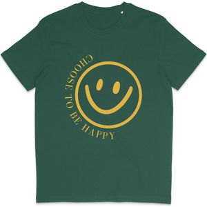 Grappig T Shirt Dames Heren - Choose to be Happy Smiley - Groen - XXL