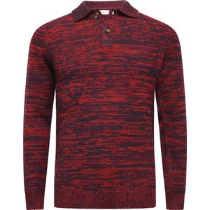 Hommard CASHMERE SWEATER POLO NECK HEAVY JERSEY MELANGE NAVY RED STELVIO Large - Luxury - Trui - Warme Trui - Heren -Man -Unisex