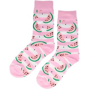 Sokken Katoen - Meloen Print - Roze Wit Groen - Maat 36-43