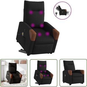 vidaXL Elektrische Massagestoel - Sta-op Massagestoel - Sta-op-massagestoel elektrisch verstelbaar stof zwart - Massagefauteuil - Zitzak - Relaxstoel