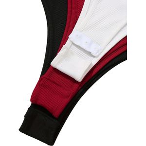 Nivard Bodysuit Dames - Jumpsuit - Corrigerend Ondergoed - Body plunge - Lingerie - Setje Vrouwen - 3 Pcs - Zwart/Wit/Rood - Maat XL