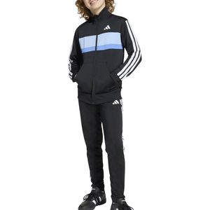 adidas - 3S TIBERIO TS - Trainingspak - Zwart/Glow Blue/Blue Fusion/White - 2-delig