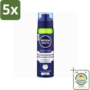 5 x Nivea - Scheerschuim Men - Original - Beschermend - 250 ml - Grootverpakking - Scheerschuim Mannen - Scheerschuim - Huidbeschermend Scheerschuim - Scheren - Scheren Met Vocht